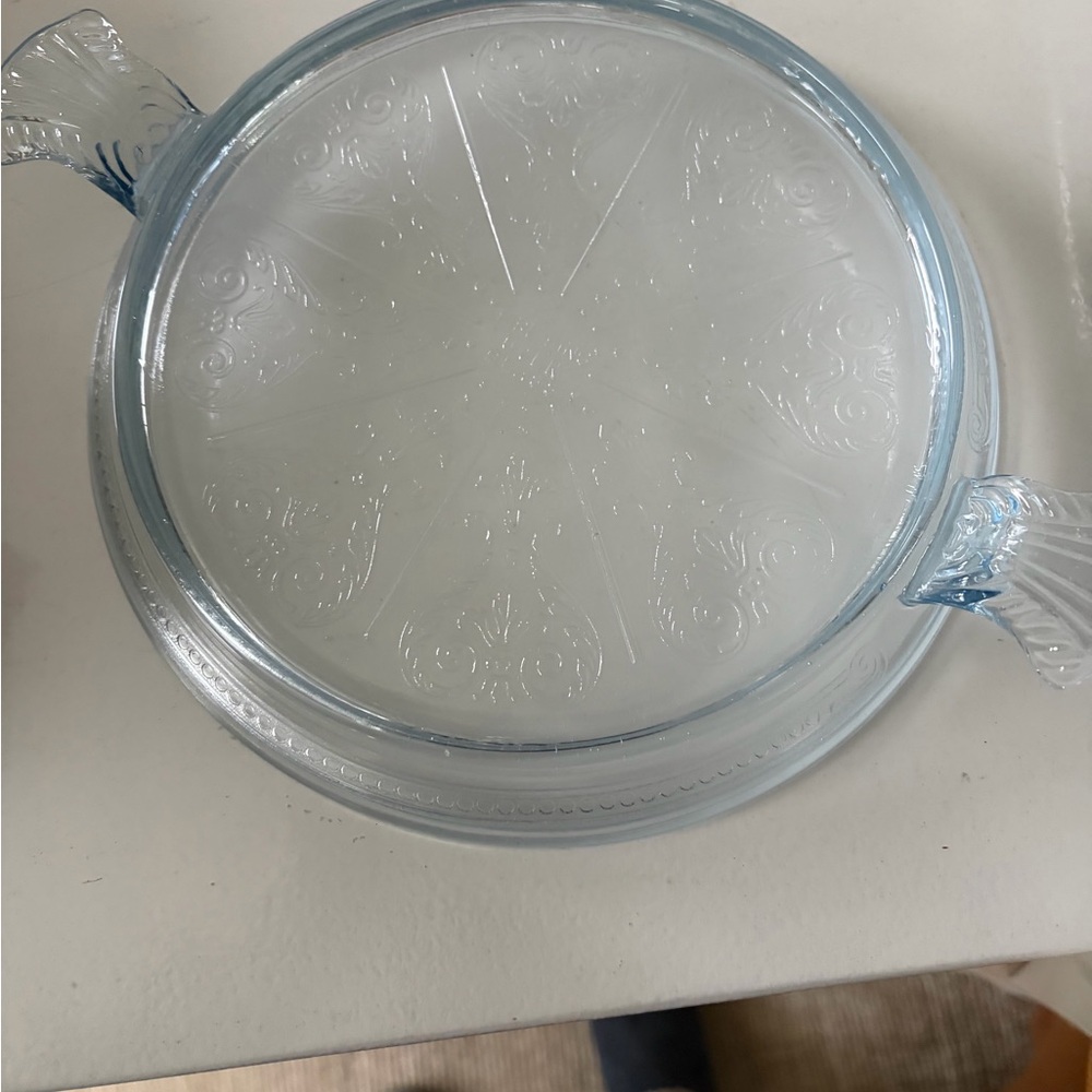 Rare vintage fire king light blue trivet